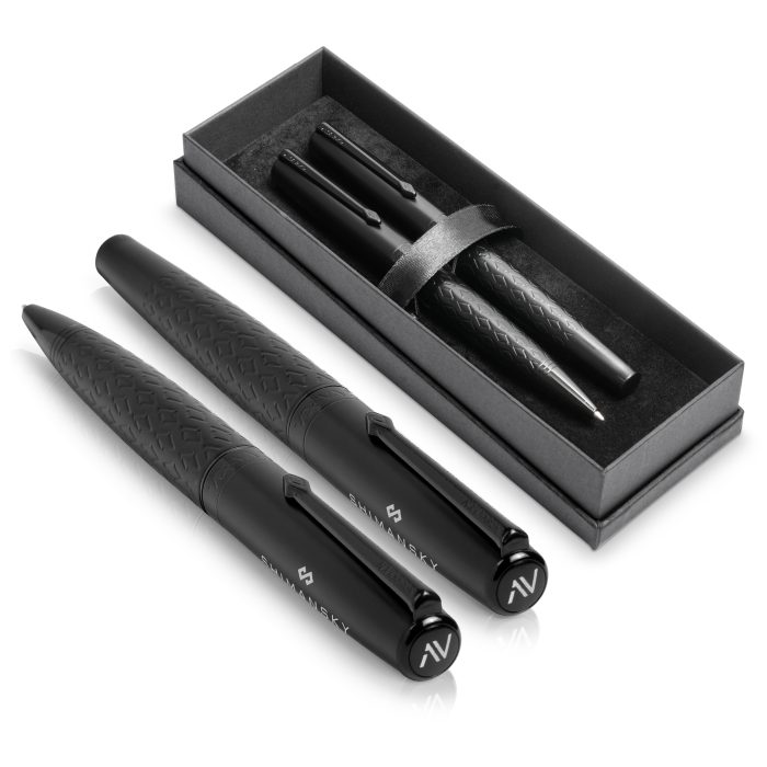 Alex Varga Galexia Ball Pen amp; Rollerball Set - Black