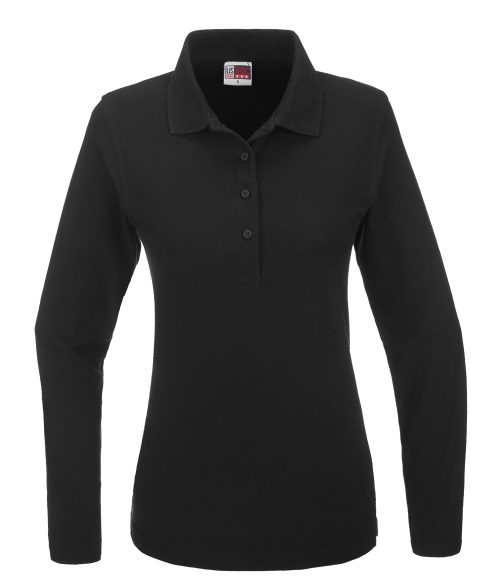 Ladies Long Sleeve Boston Golf Shirt  - Black