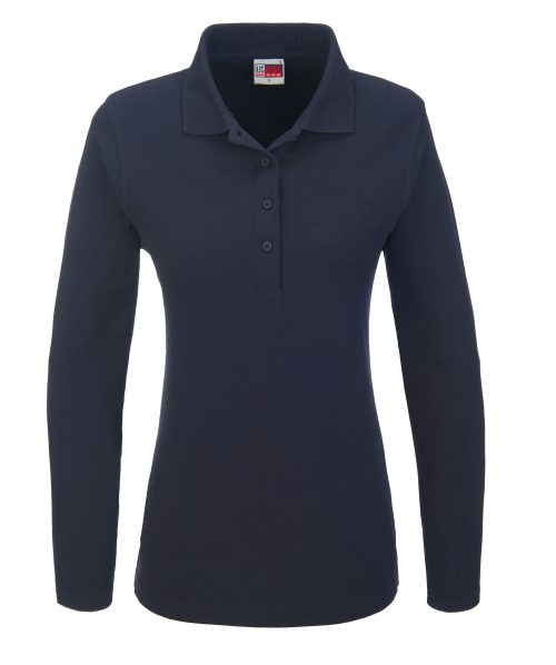 Ladies Long Sleeve Boston Golf Shirt  - Navy