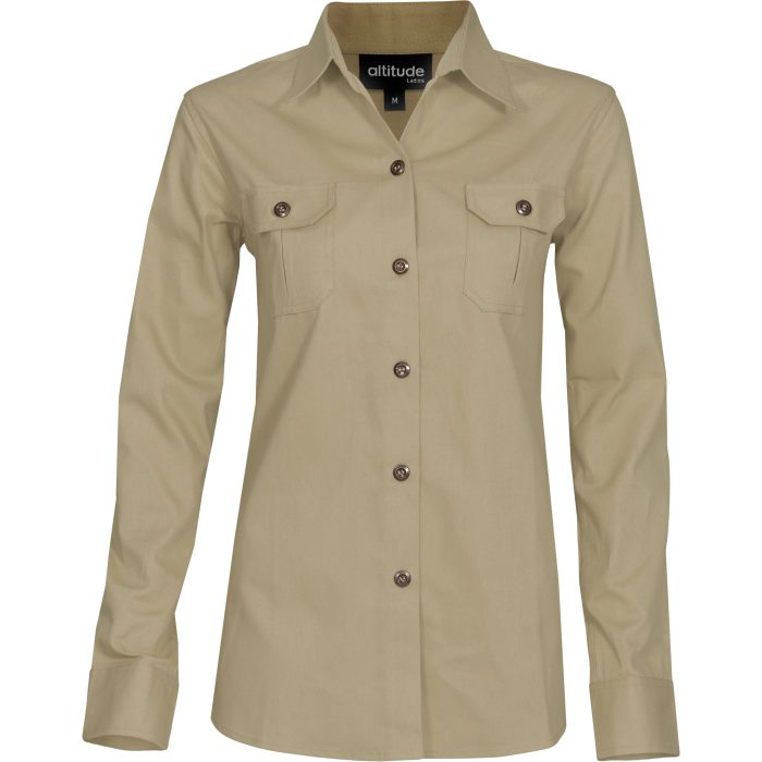 Ladies Long Sleeve Oryx Bush Shirt  - Stone