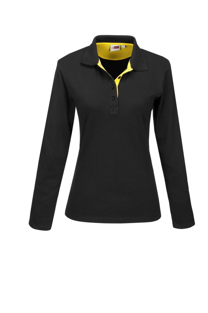 Ladies Long Sleeve Solo Golf Shirt  - Yellow