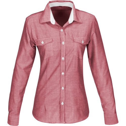 Ladies Long Sleeve Windsor Shirt  - Red