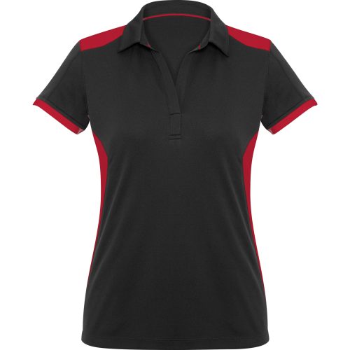 Ladies Rival Golf Shirt - Black Red