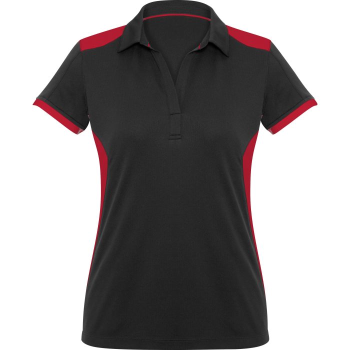 Ladies Rival Golf Shirt - Black Red