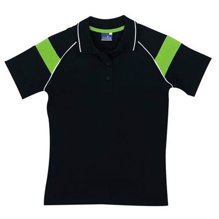 Ladies Score Golf Shirt  - Black Lime