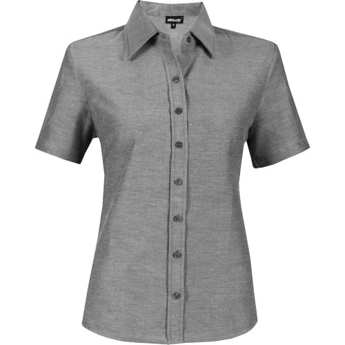 Ladies Short Sleeve Oxford Shirt  - Charcoal