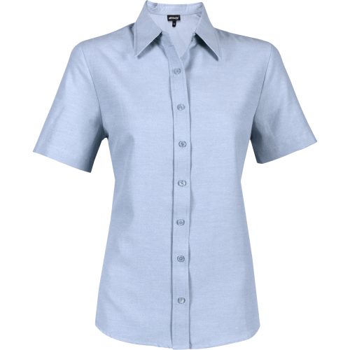 Ladies Short Sleeve Oxford Shirt  - Light Blue