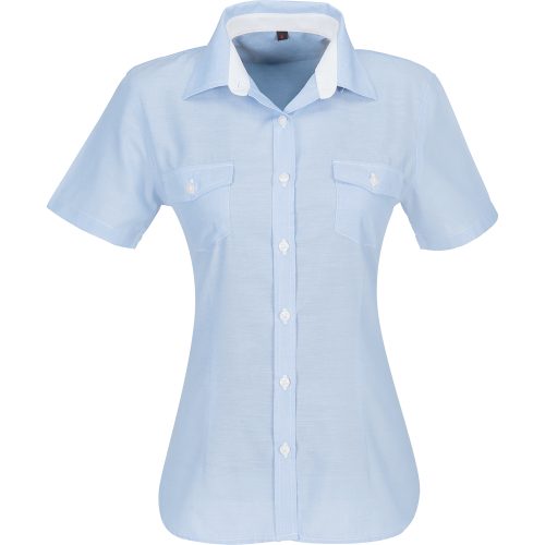 Ladies Short Sleeve Windsor Shirt - Light Blue