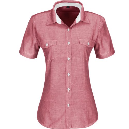 Ladies Short Sleeve Windsor Shirt  - Red