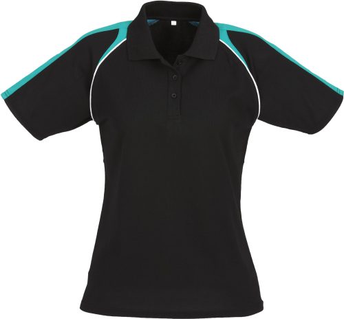 Ladies Triton Golf Shirt - Black Teal