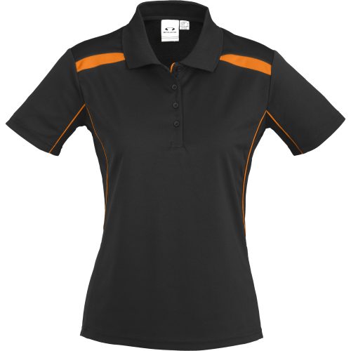 Ladies United Golf Shirt - Black Orange