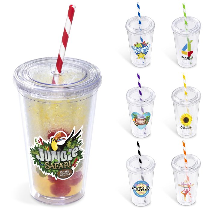 Malibu Double-Wall  Stripe Straw Tumbler