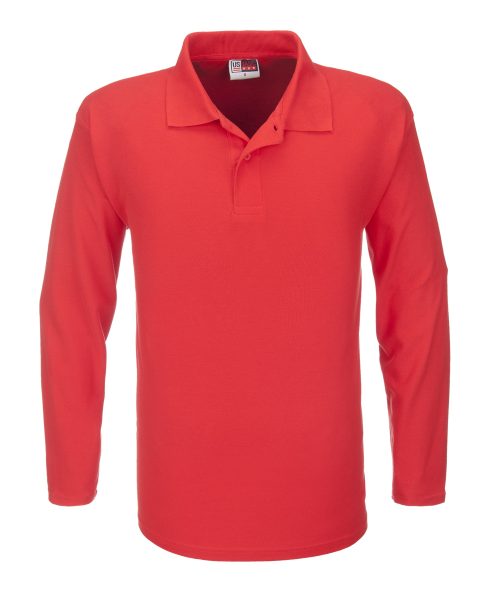 Mens Long Sleeve Boston Golf Shirt  - Red