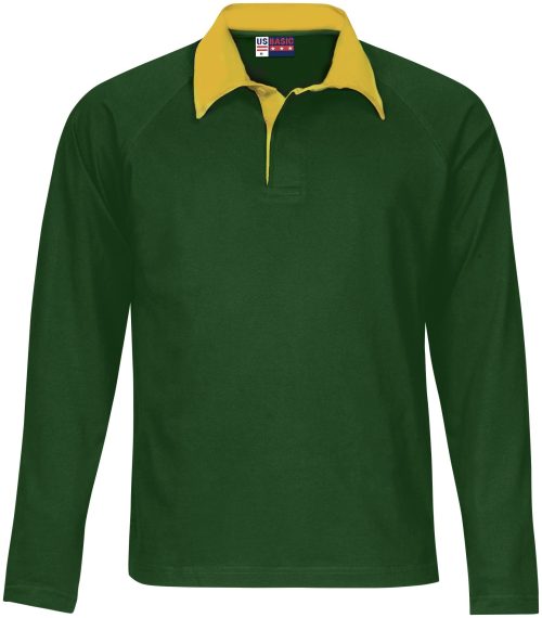 Mens Long Sleeve Brisbane Golf Shirt  - Green Gold