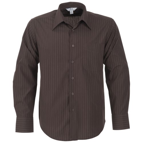 Mens Long Sleeve Manhattan Striped Shirt - Brown Old