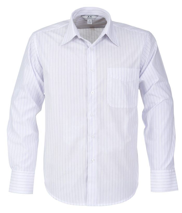 Mens Long Sleeve Manhattan Striped Shirt - White Navy
