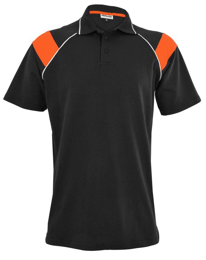 Mens Score Golf Shirt - Black Orange