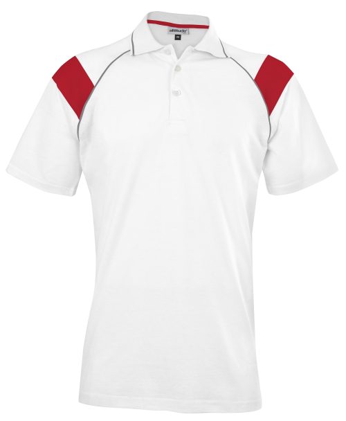 Mens Score Golf Shirt  - White Red