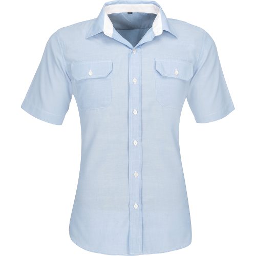 Mens Short Sleeve Windsor Shirt - Light Blue