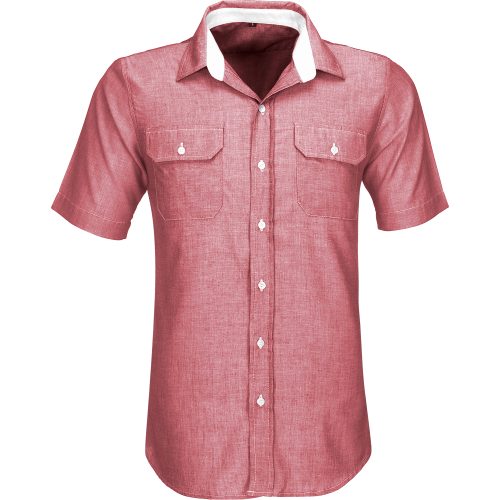 Mens Short Sleeve Windsor Shirt  - Red