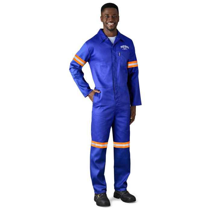 Safety Polycotton Boiler Suit - Reflective Arms amp; Legs - Orange Tape